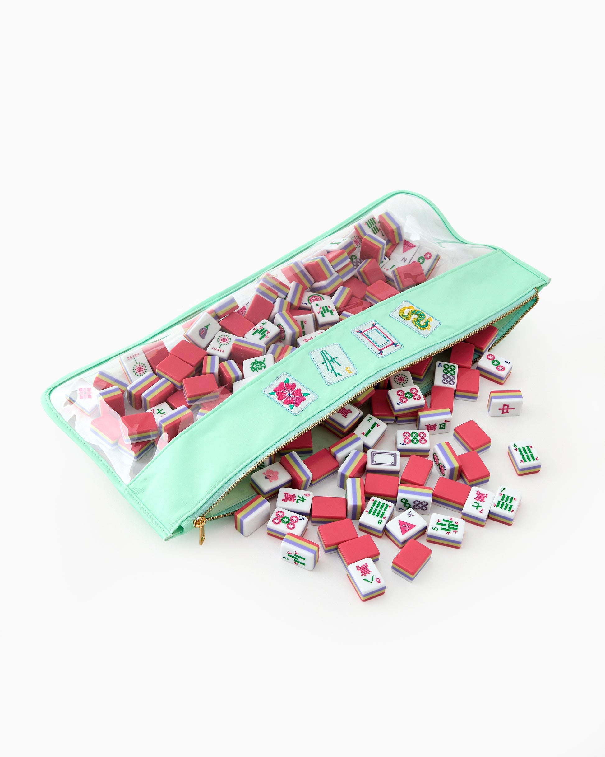 Mint Stitched Birdie Tile Storage Bag