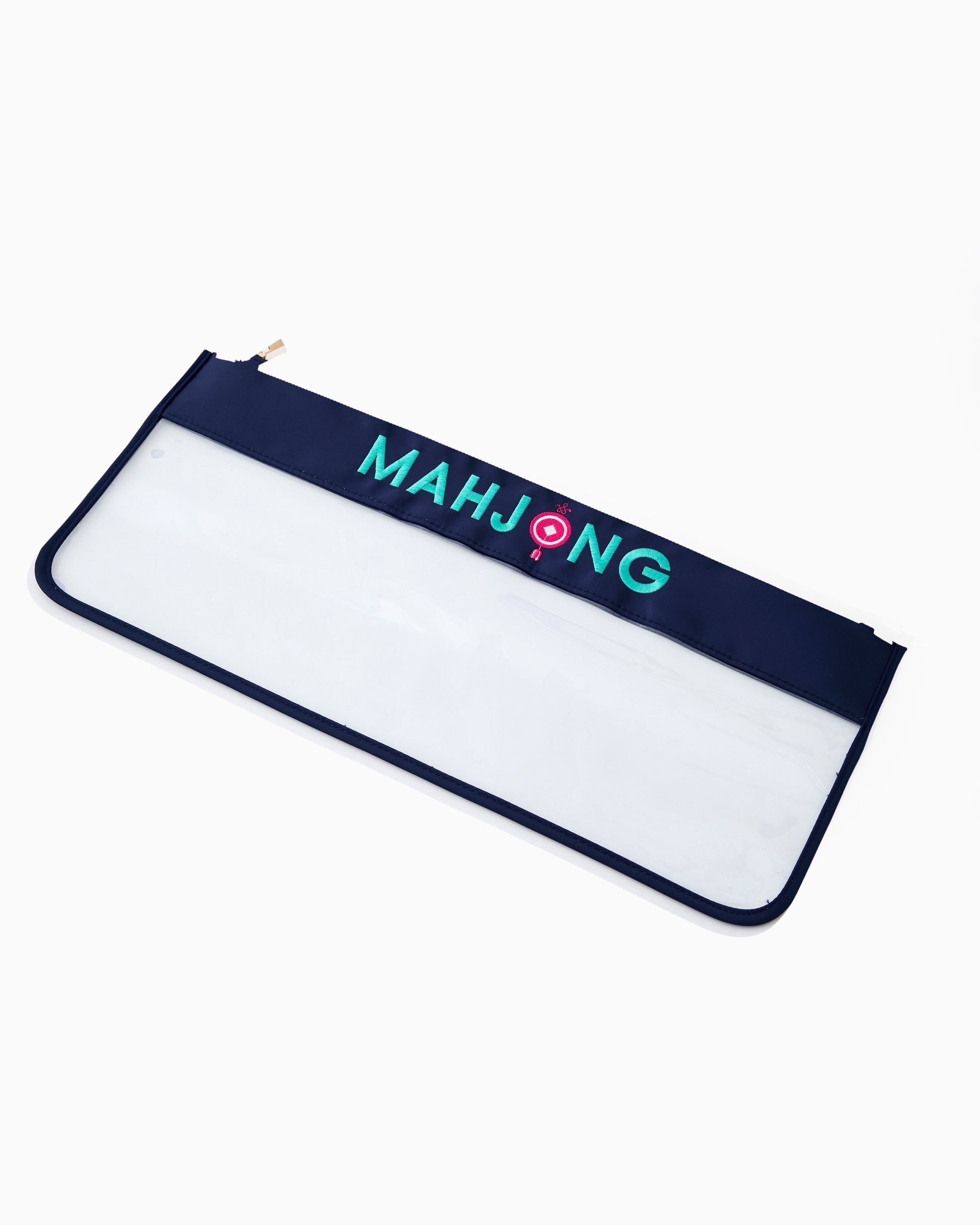 Navy Stitched Mahjong Tile Storage Bag