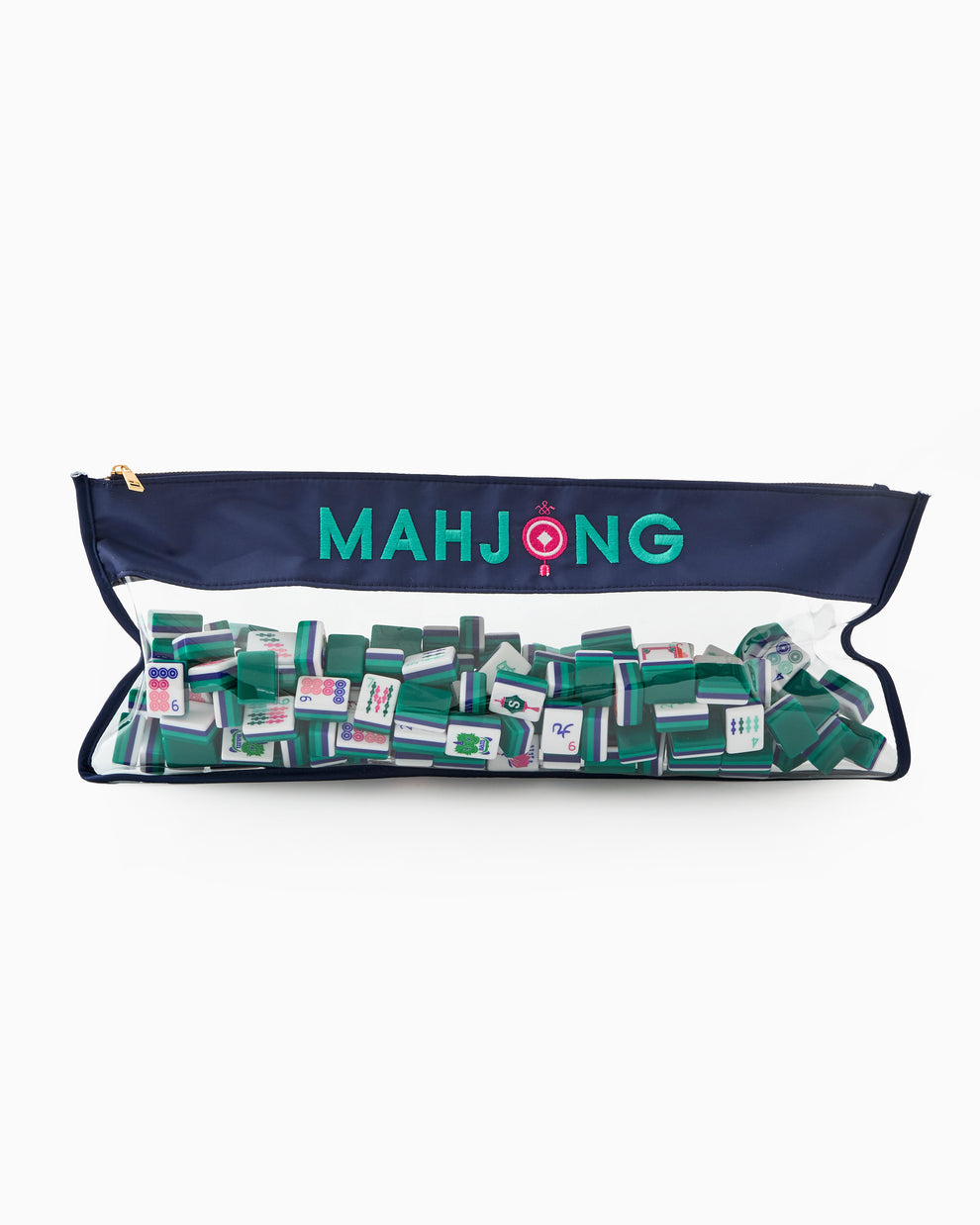 Navy Stitched Mahjong Tile Storage Bag
