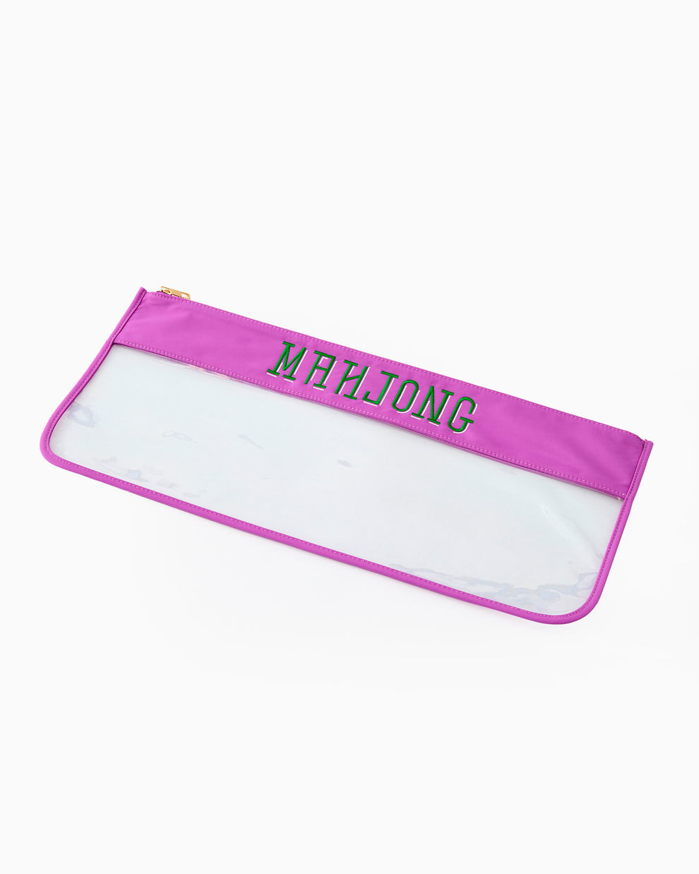 Purple Stitched Mahjong Tile Storage Bag