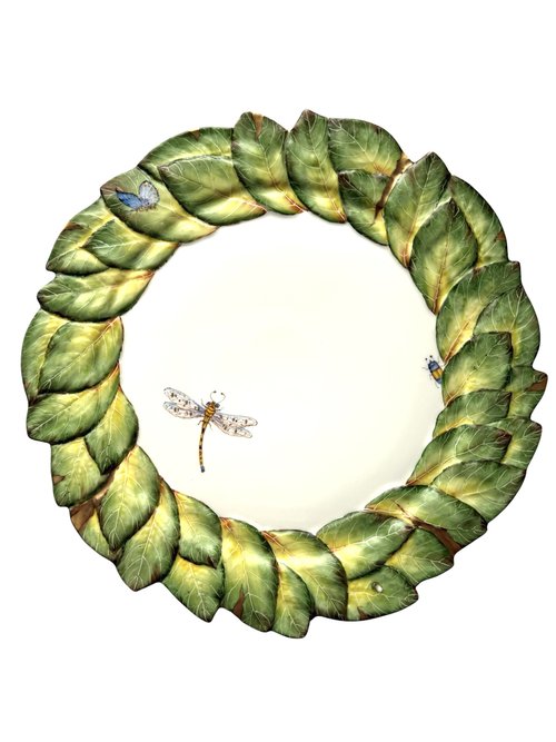 Anna Weatherley Embossed Green Leaf Dinner Plate