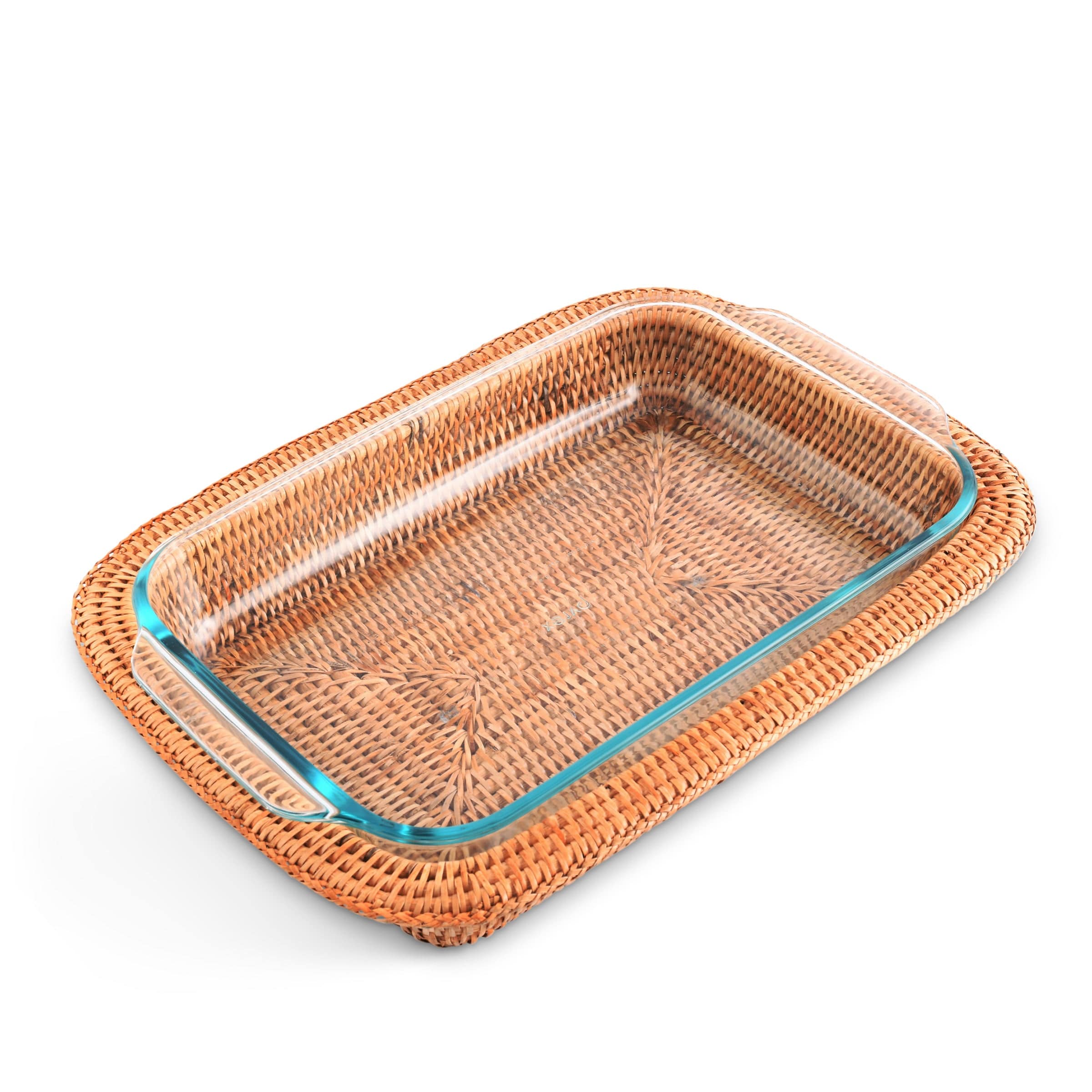 Rattan 3 Quart Rectangular Casserole Holder