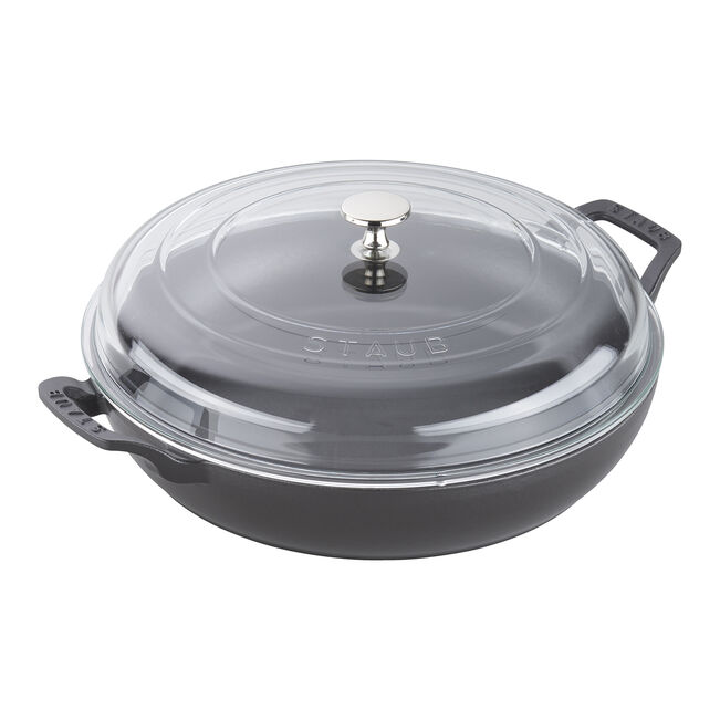 Staub Cast Iron - 12" Braiser with Glass Lid - Black Matte