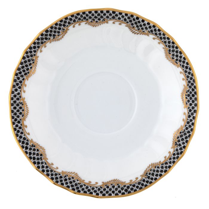 Fish Scale Black Border Canton Saucer