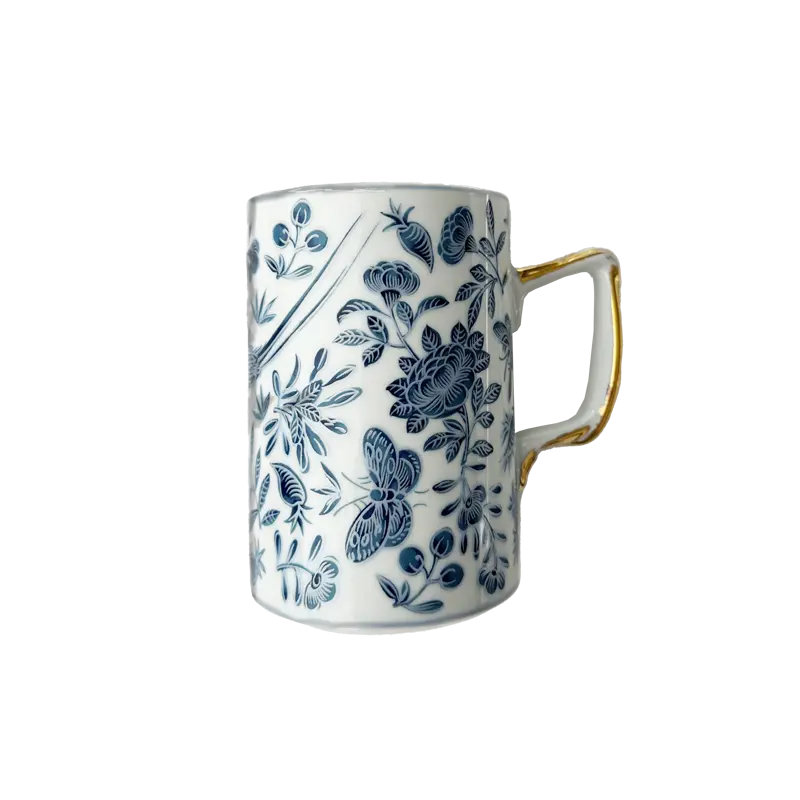 Sacred Bird & Butterfly Blue Mug