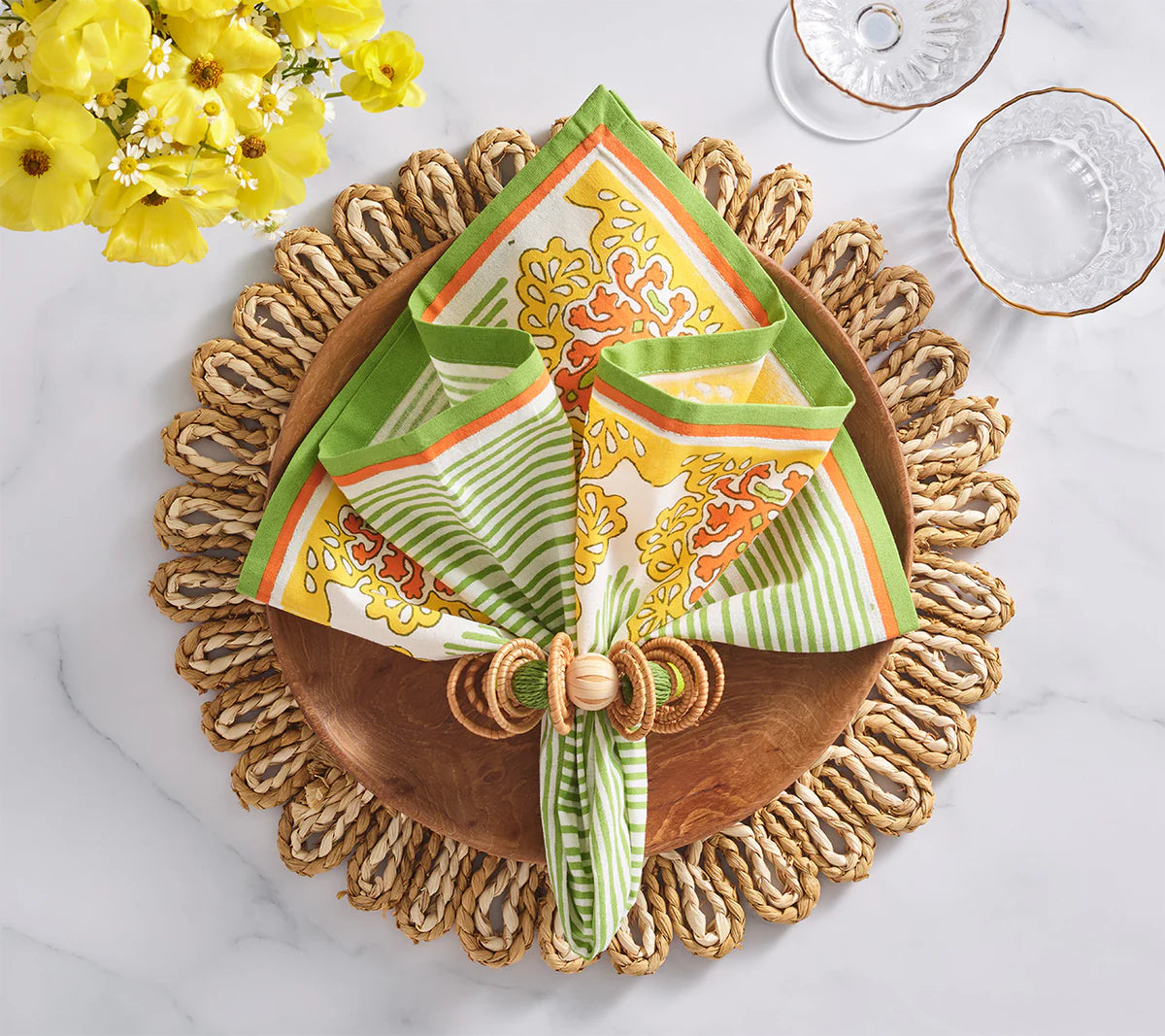 Calypso Napkin Rings - Set of 4 Green