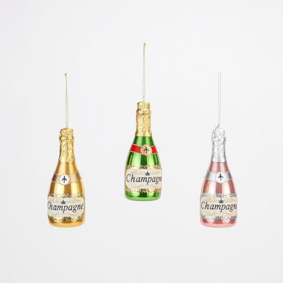 Champagne Ornament - Glass - Assorted Colors