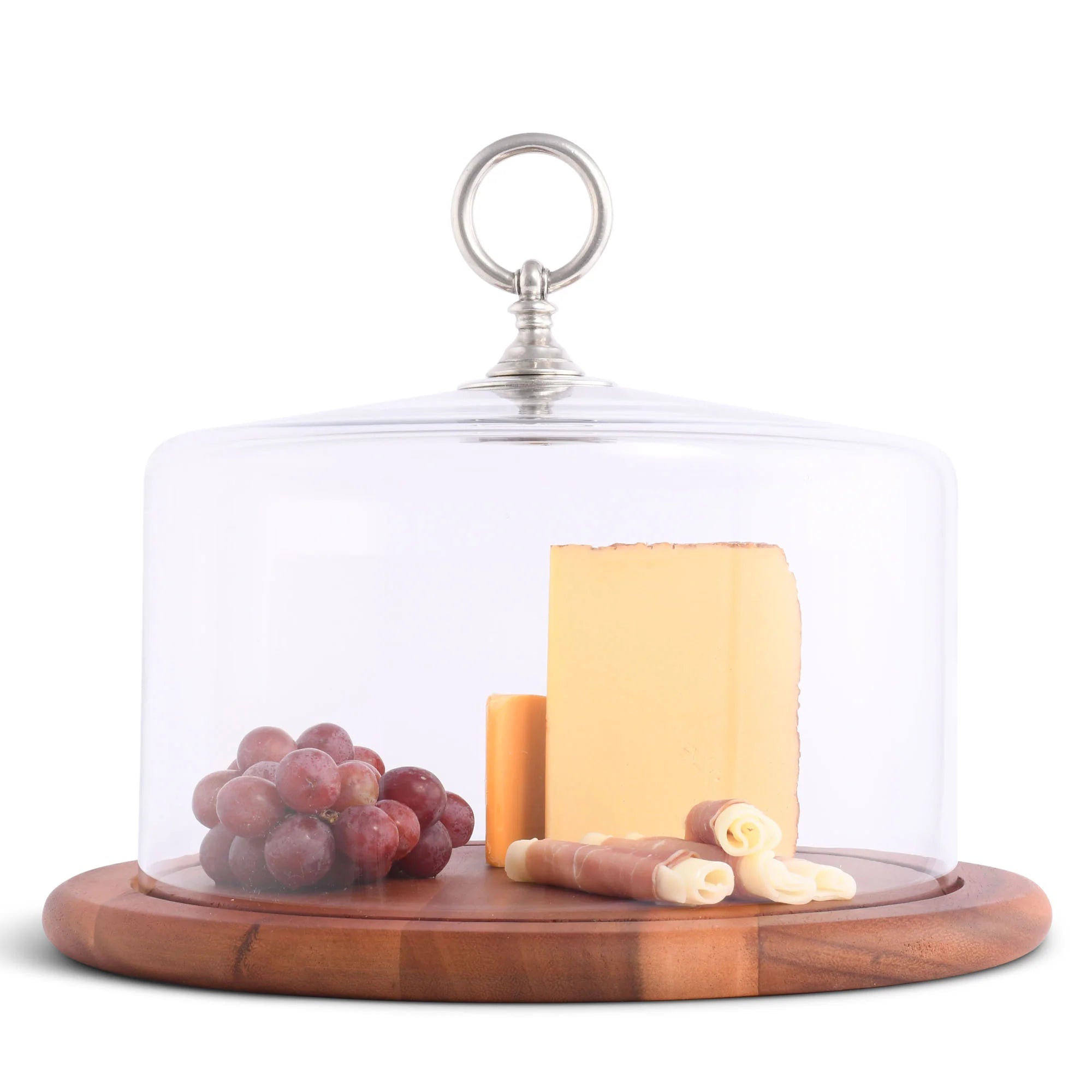 Pewter Ring Glass Covered Wood Cheese Board