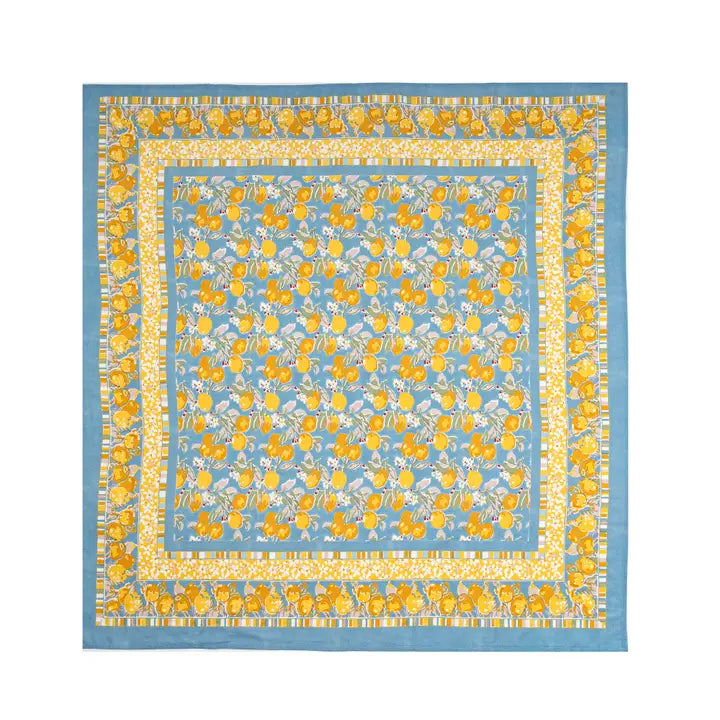 French Tablecloth Citron Bleu and Yellow
