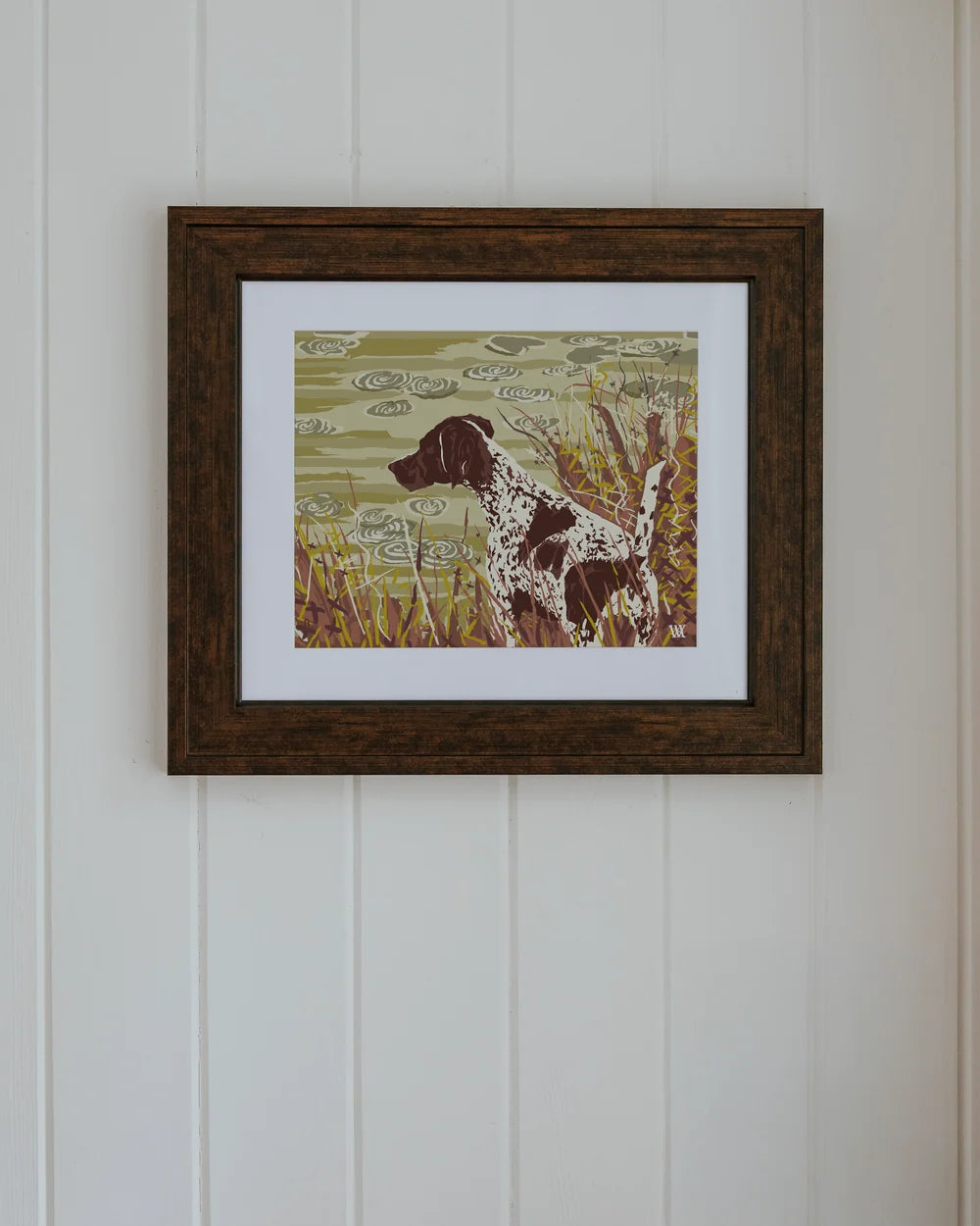 German Shorthair at Pond Framed Print