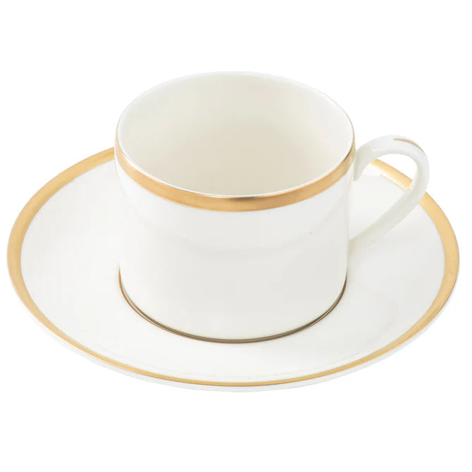 Signature Gold Can Teacup and Saucer - Ultra White - With Monogram