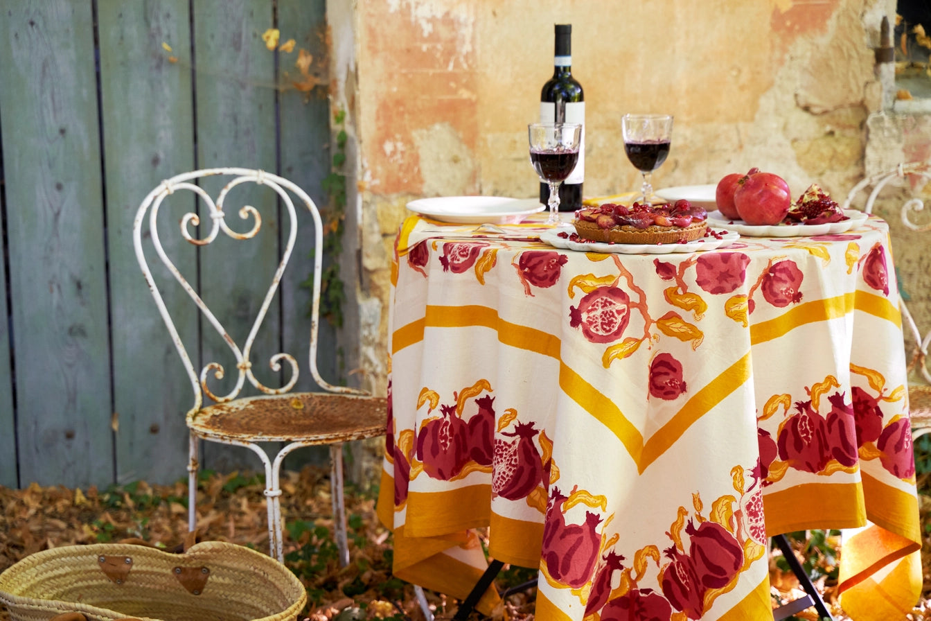 Pomegranate Yellow and Red Tablecloth