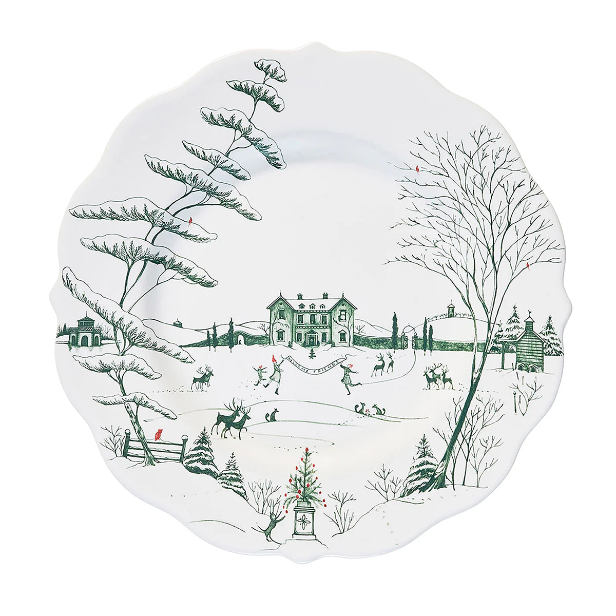 Country Estate Winter Frolic Evergreen Dinner Plate