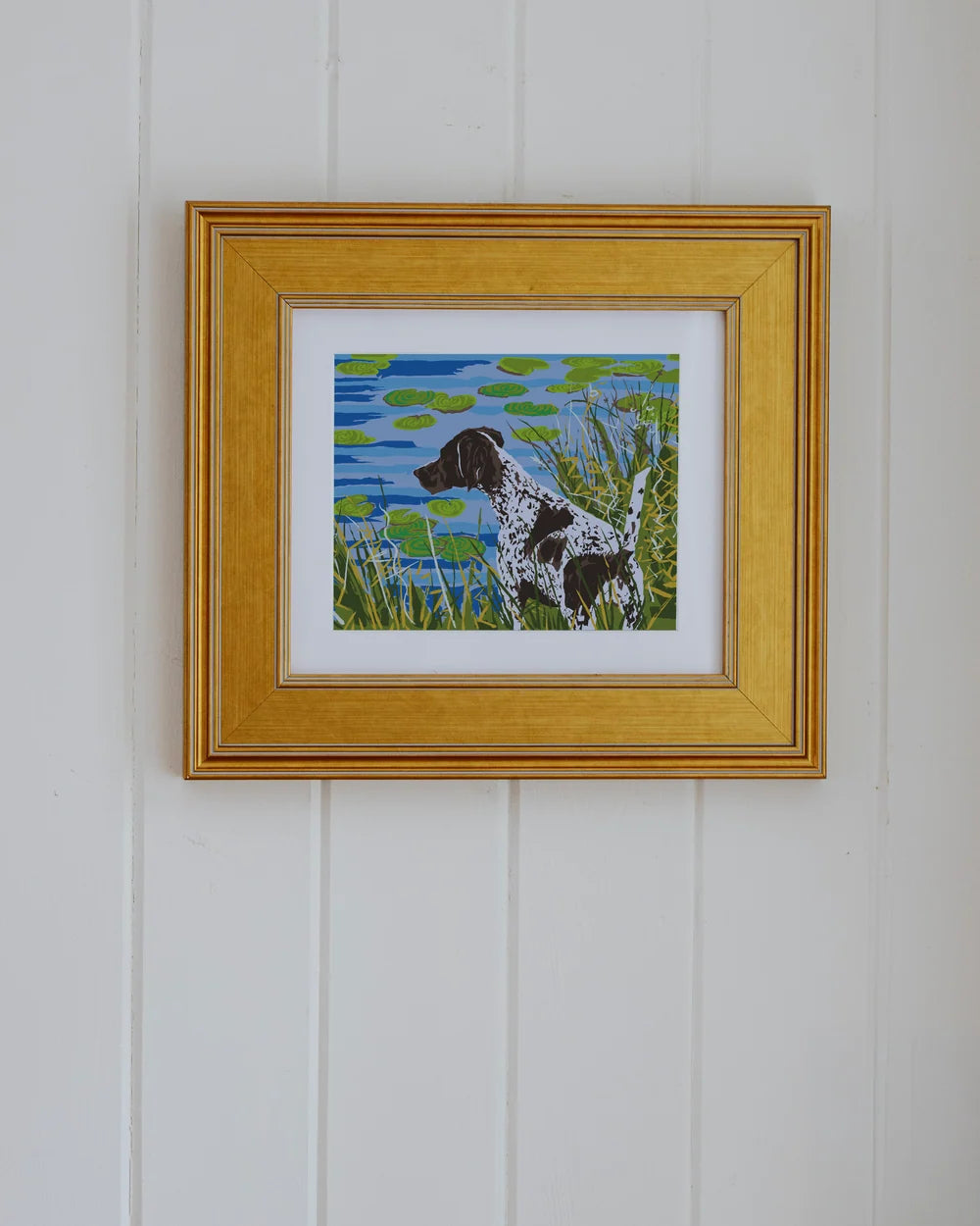 German Shorthair at Pond Framed Print