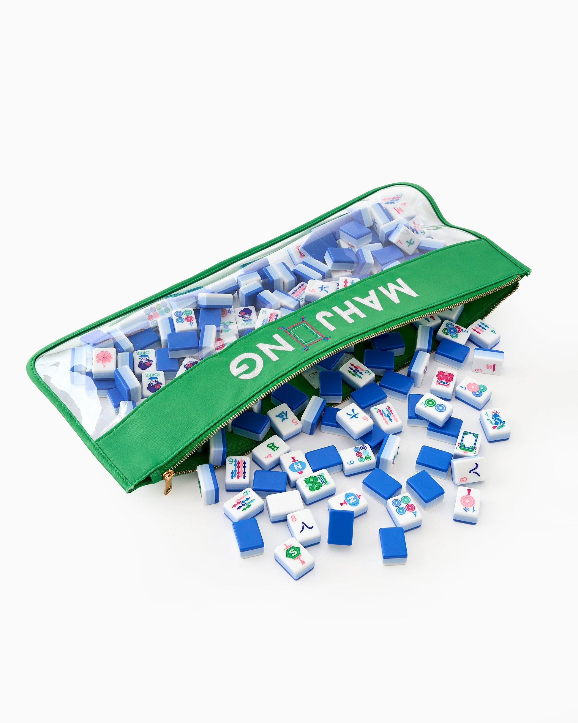 Green Stitched Mahjong Tile Storage Bag