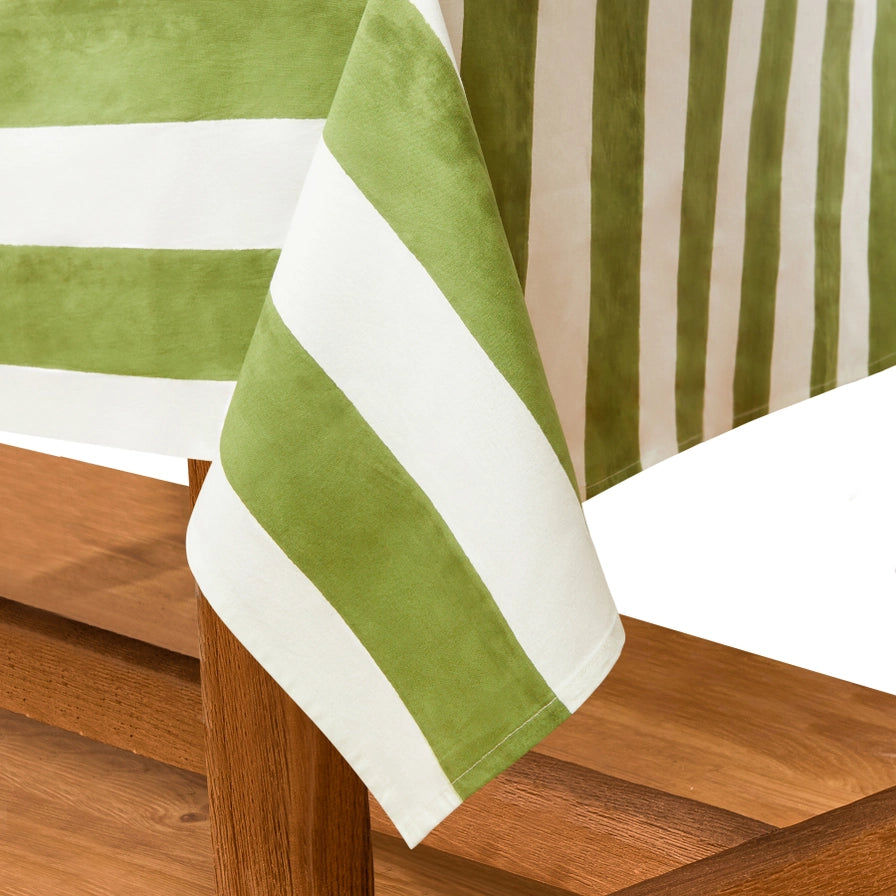 St. Tropez Green Stripes Tablecloth