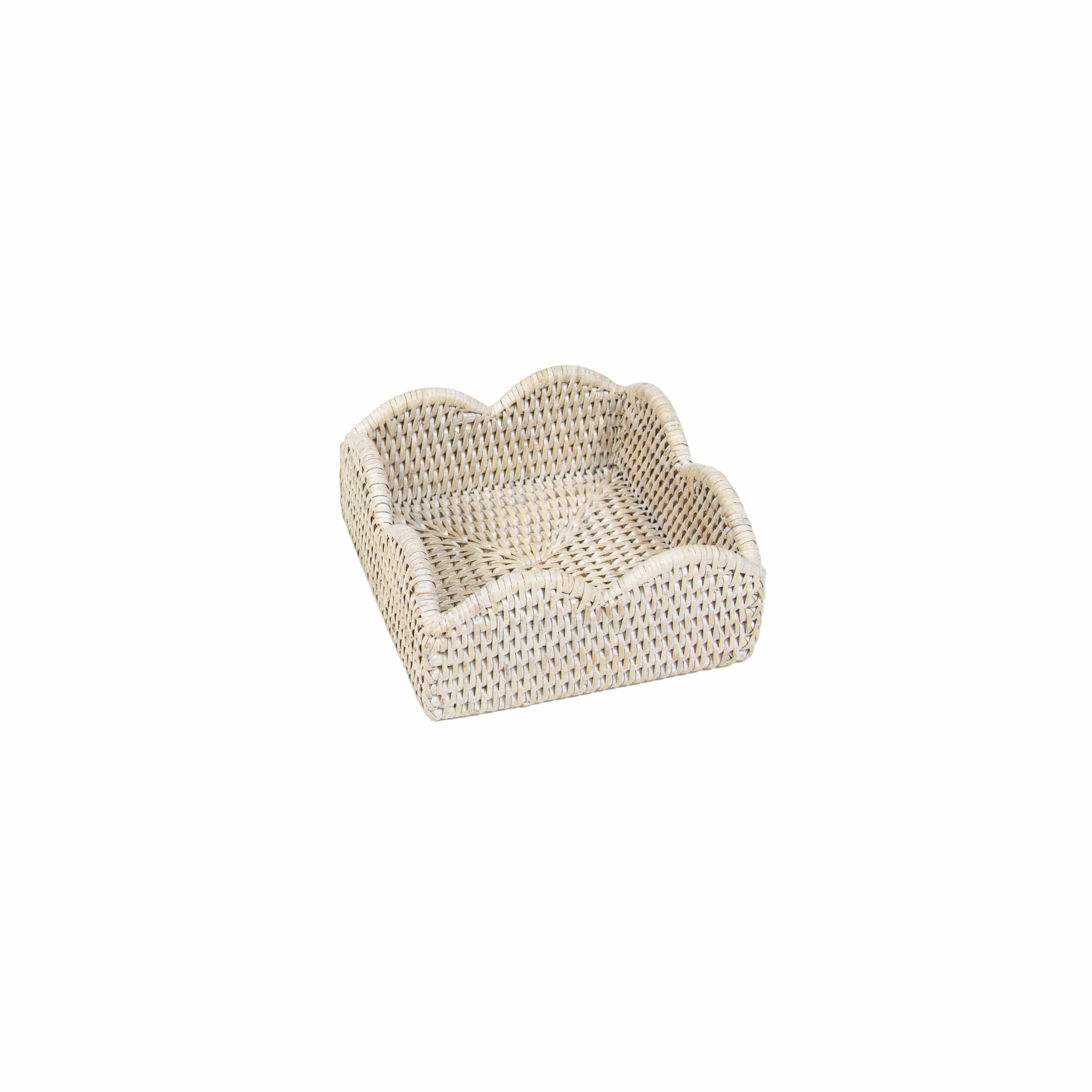 Rattan Scallop Napkin Holder-Cream