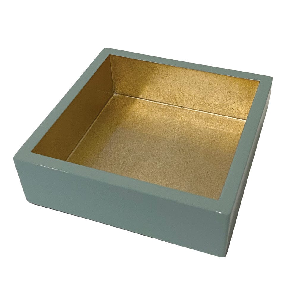 Celadon With Gold-Lacquer Tabletop Cocktail Napkin Holder