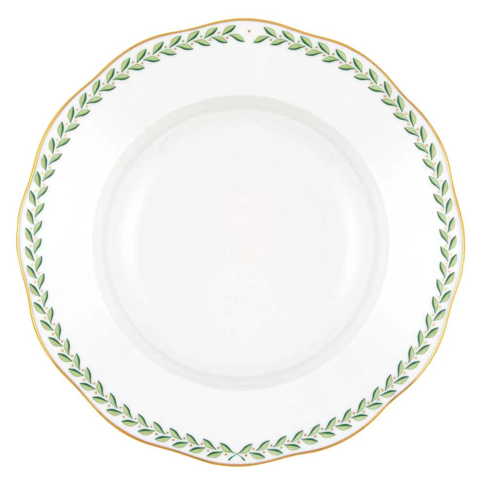 Green Laurel Rim Soup Plate