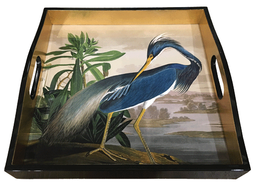 Audubon Heron Square Lacquer Tray