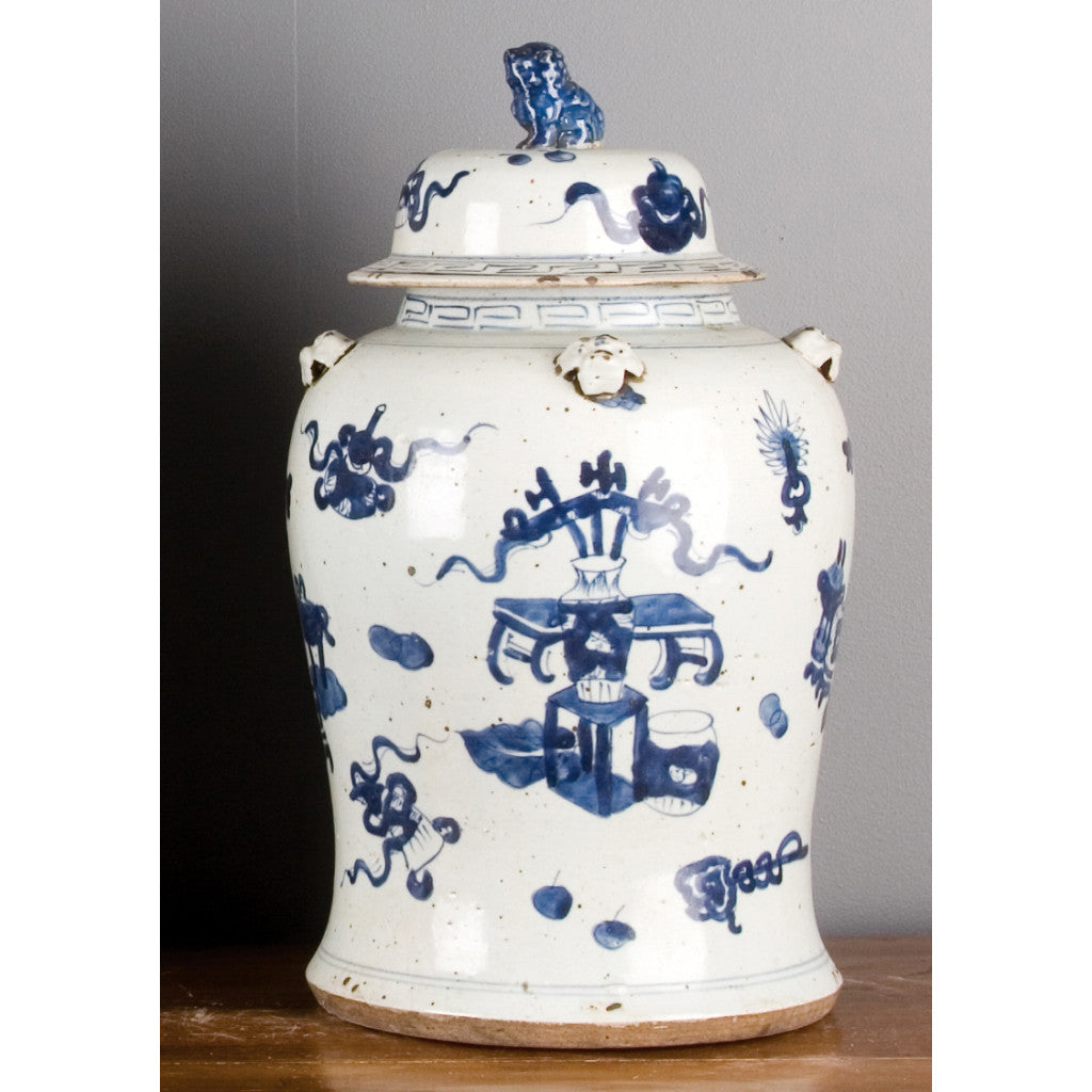 Lidded Jar - Blue and White