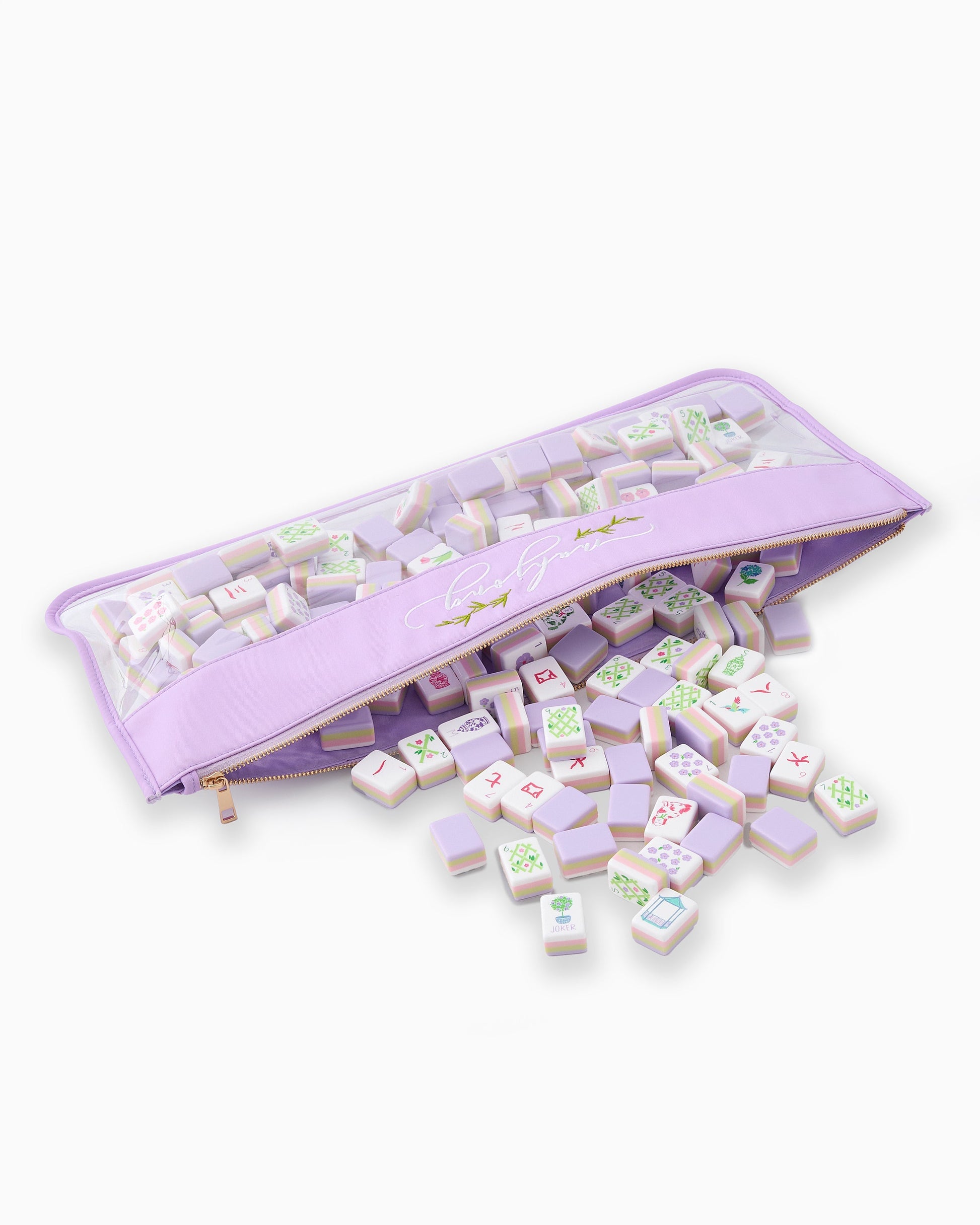Lilac Script Tile Storage Bag