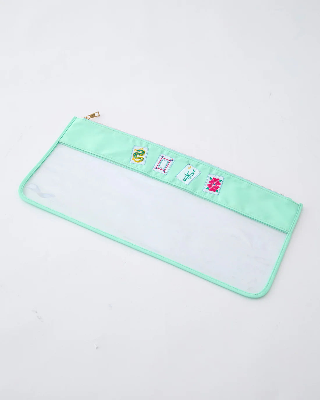 Mint Stitched Birdie Tile Storage Bag