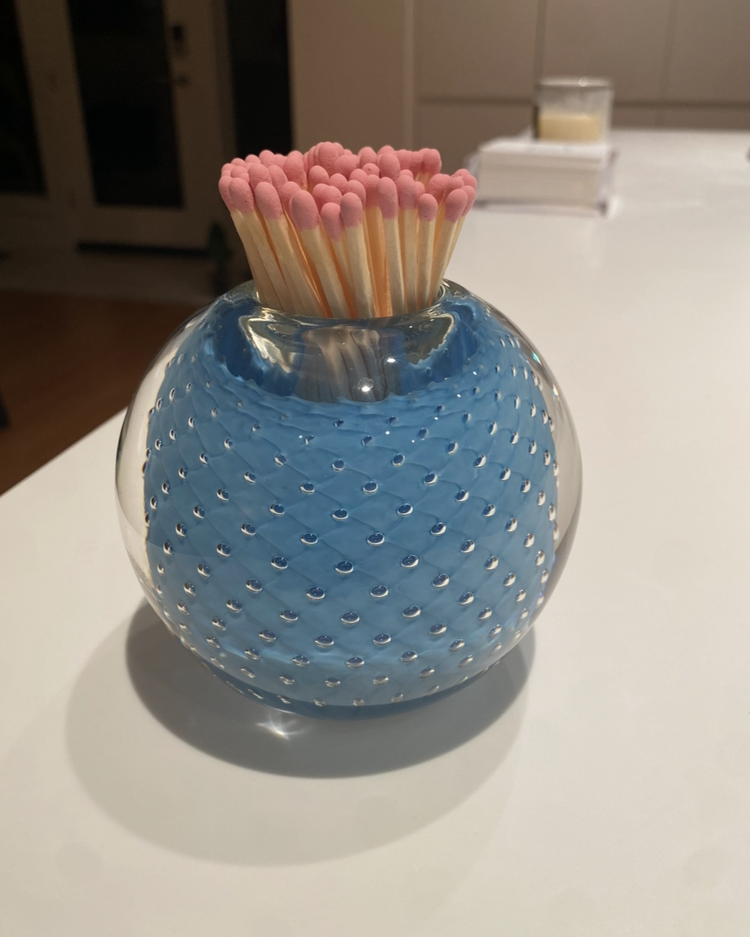 Handblown Glass Match Striker with Matches