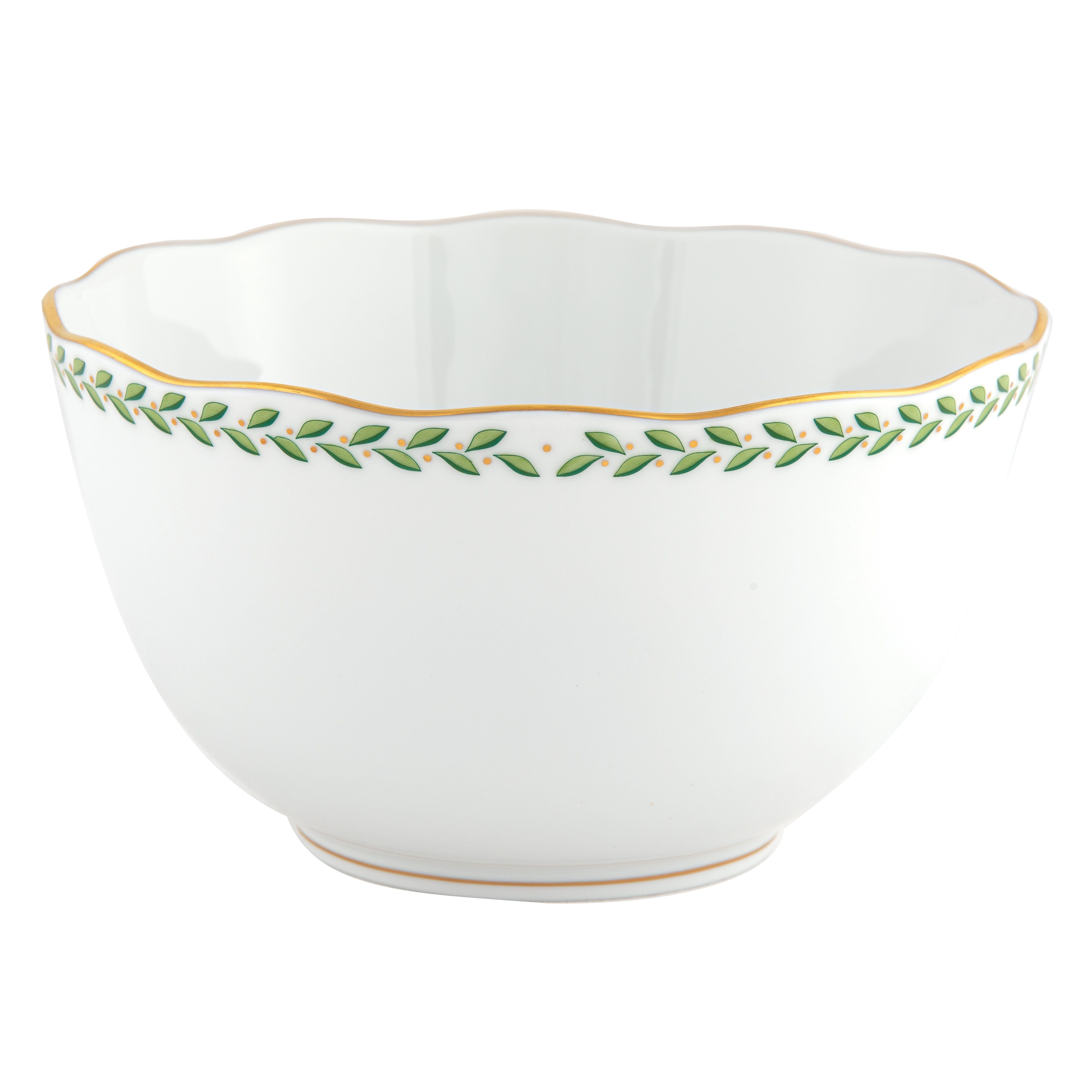 Green Laurel Round Open Vegetable Bowl