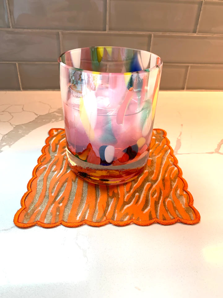 Zebra Stripe Orange Cocktail Napkins - set of 6