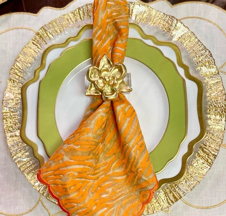 Zebra Stripes Orange Dinner Napkins - Set of 4