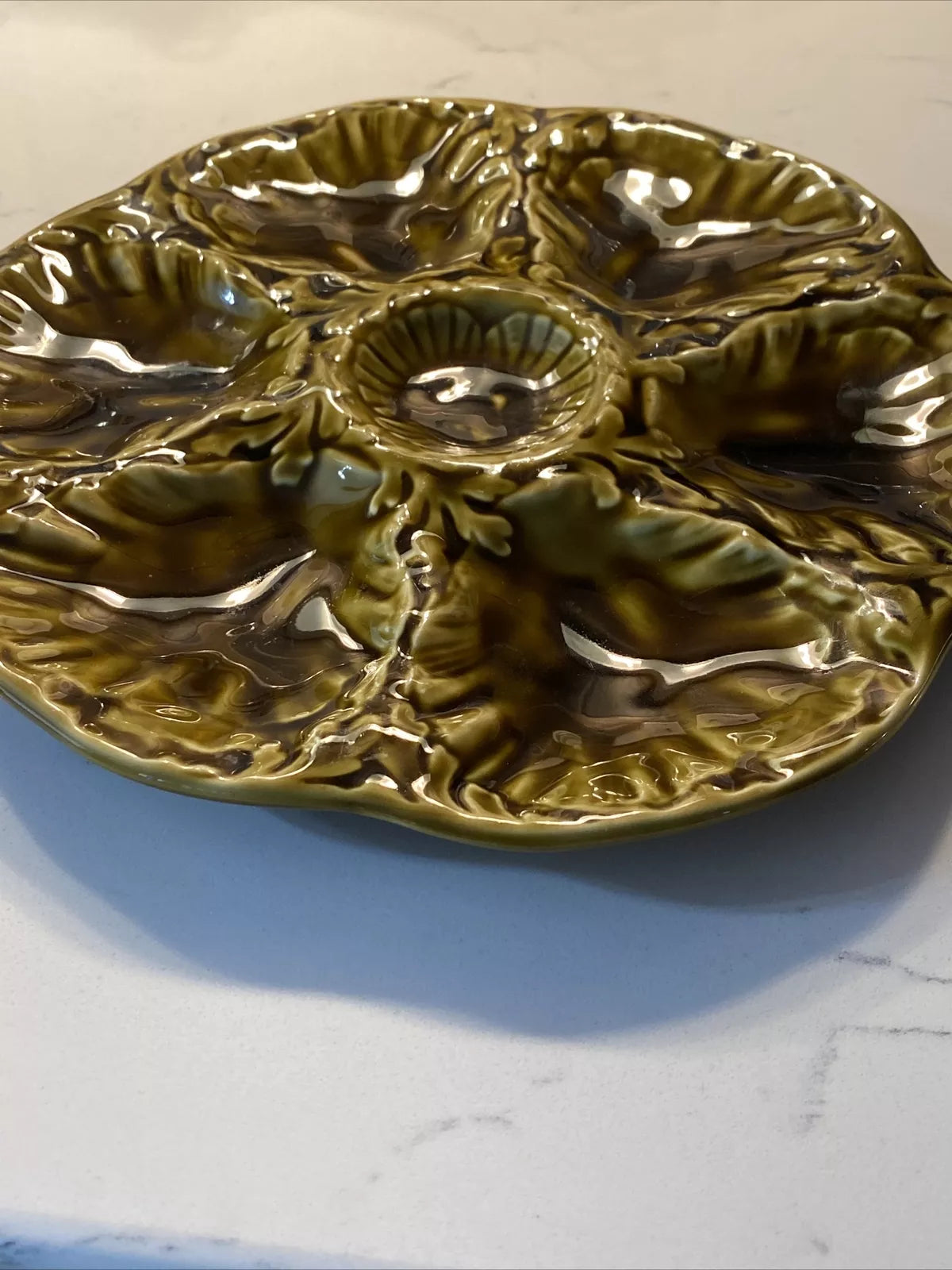 Vintage Gien Majolica Oyster Plate