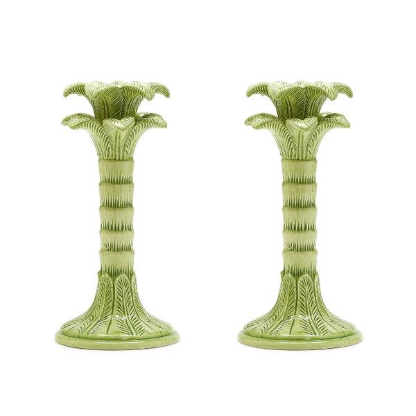 Palm Leaf Candlestick Pair