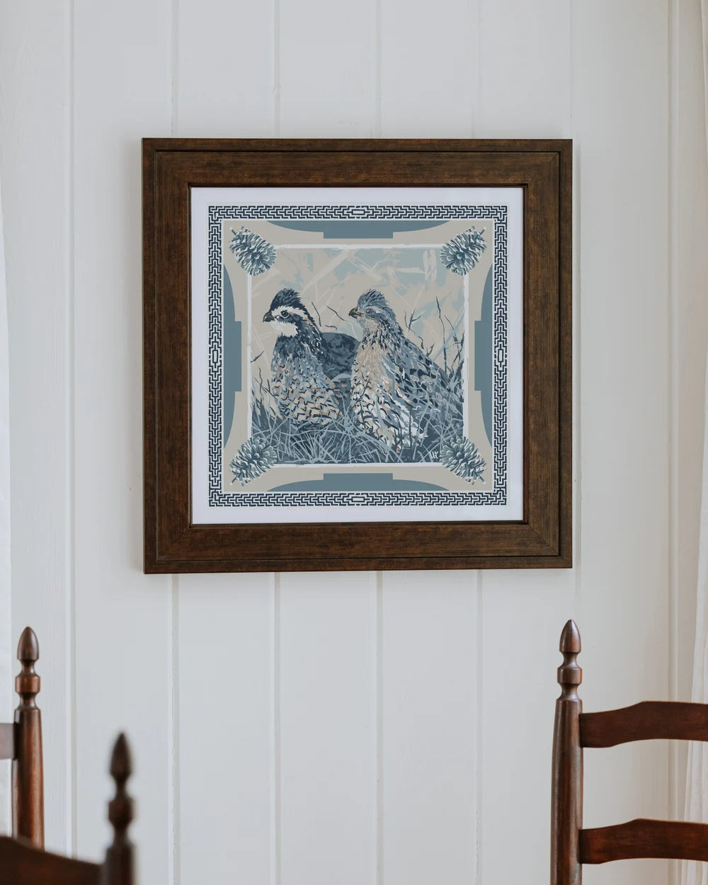 Quail Still Before the Flush Framed Scarf Print