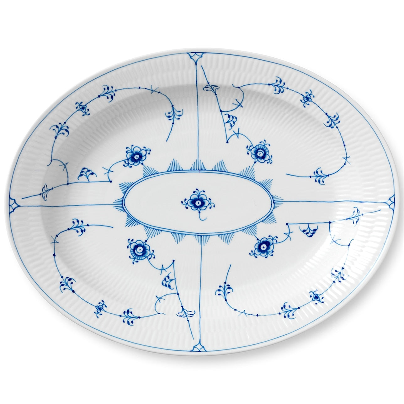 Blue Fluted Plain Dish 36.5 cm