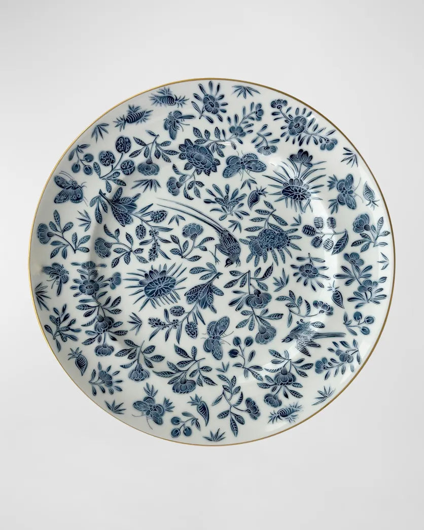 Sacred Bird & Butterfly Blue Dinner Plate Large