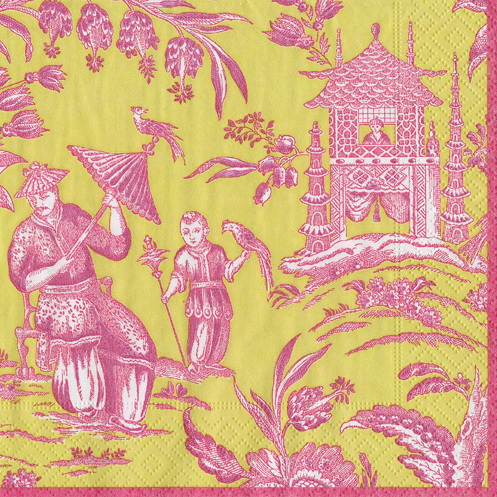 Silk Road Toile Chartreuse Napkins
