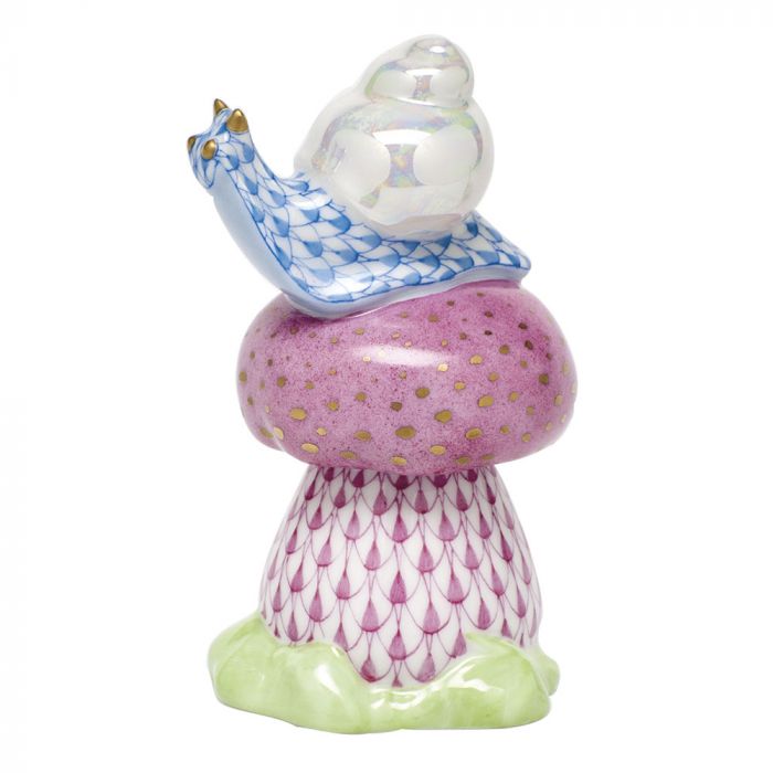 Snail On Mushroom 2"l X 3.25"h Blue - Raspberry