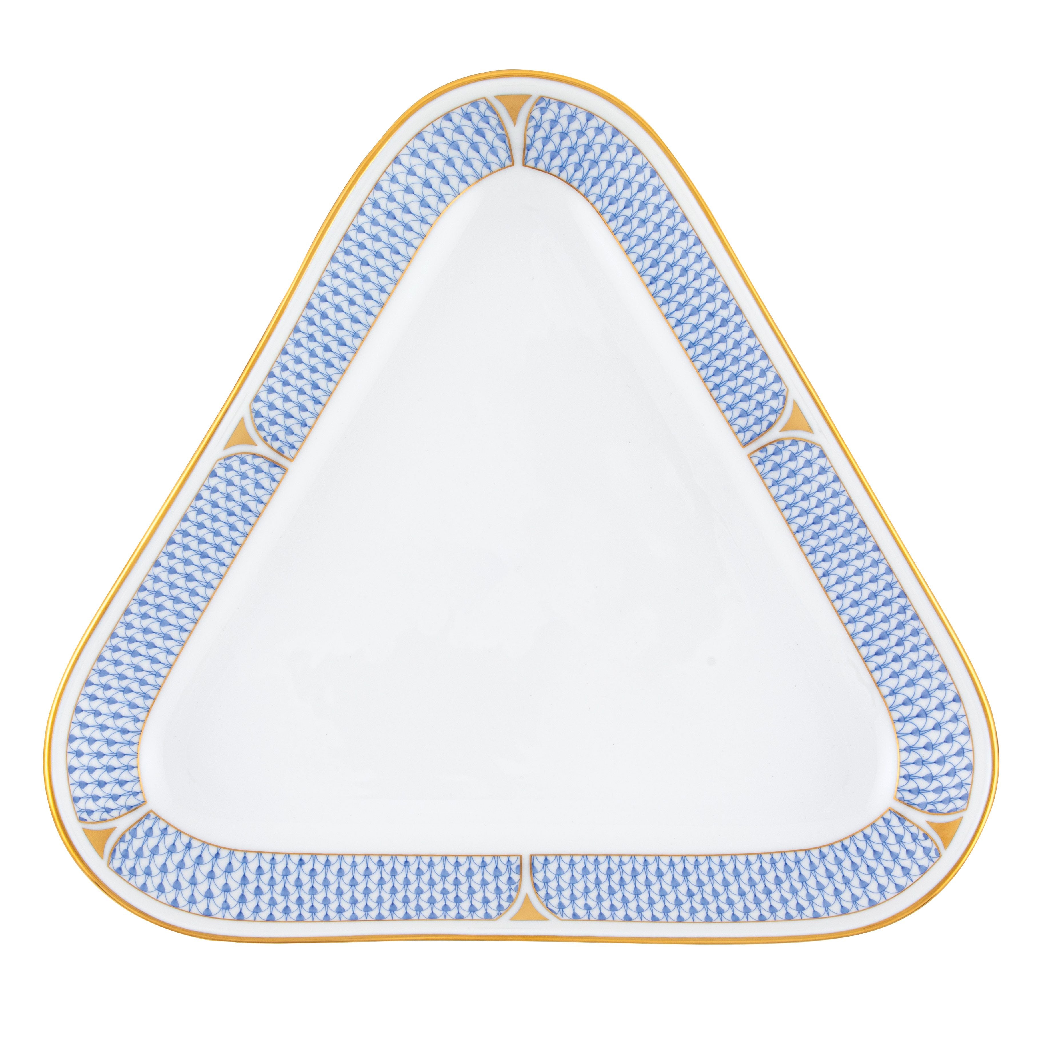 Art Deco Blue Triangle Dish