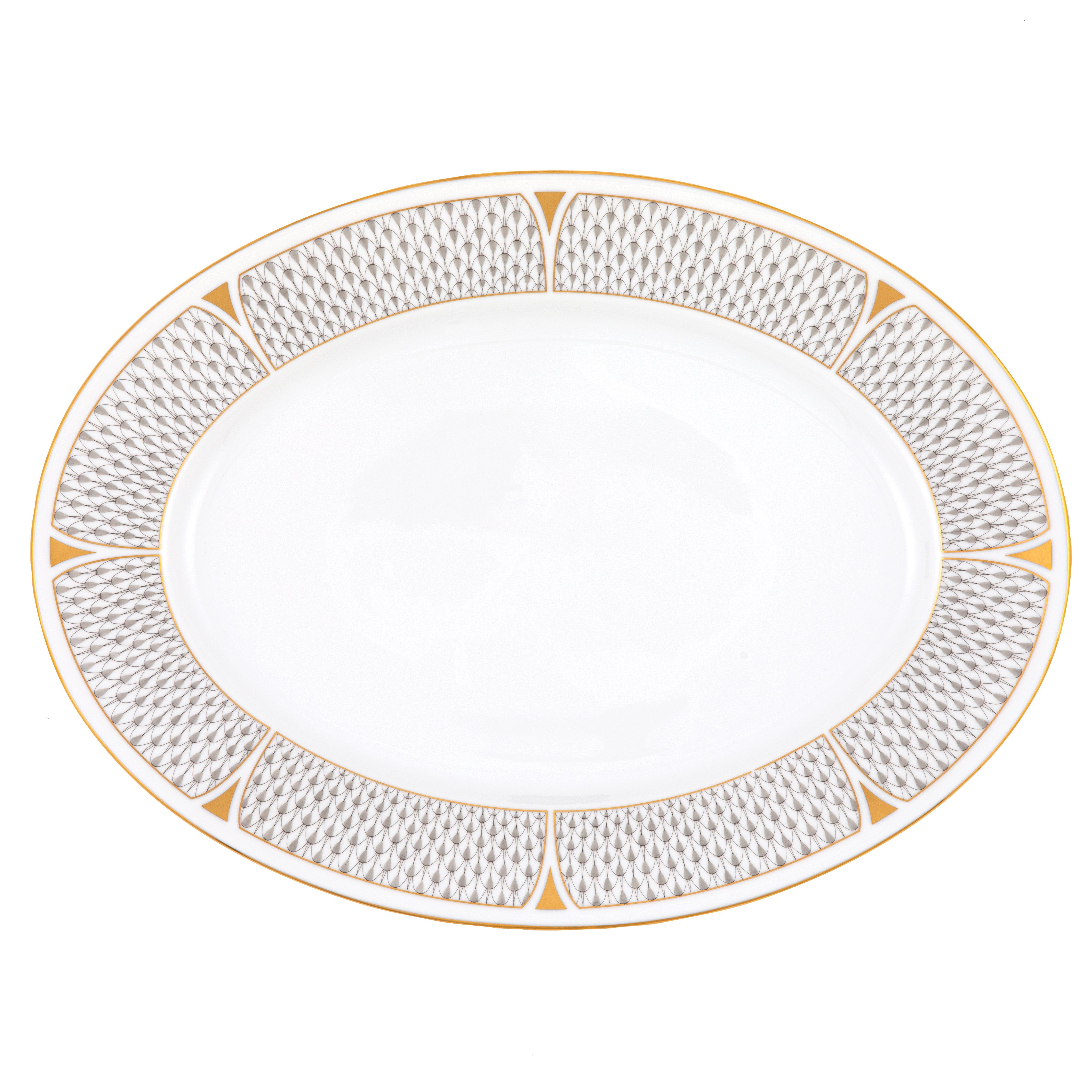 Art Deco Gray Oval Platter