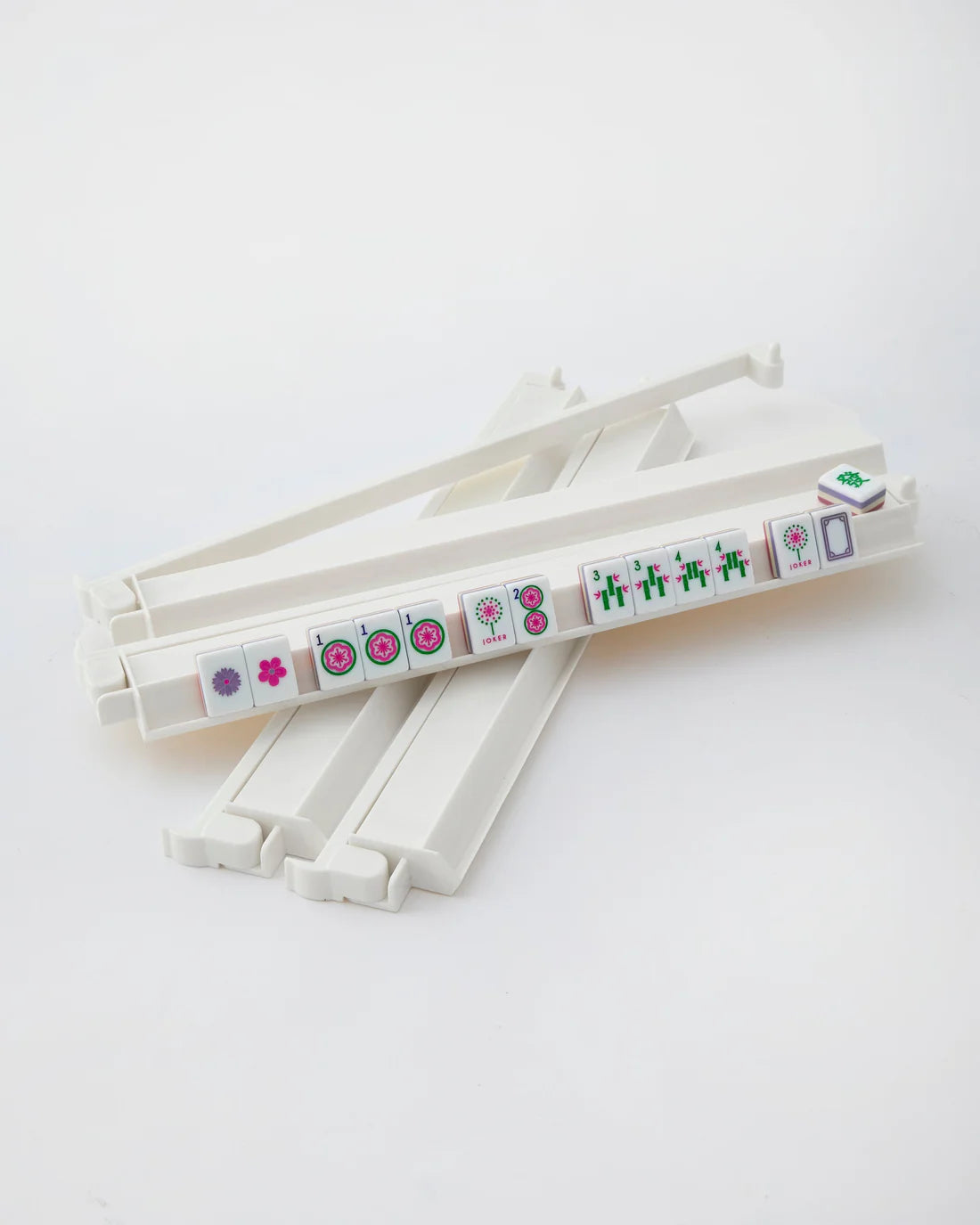 Mahjong White Acrylic Rack and Pusher Set