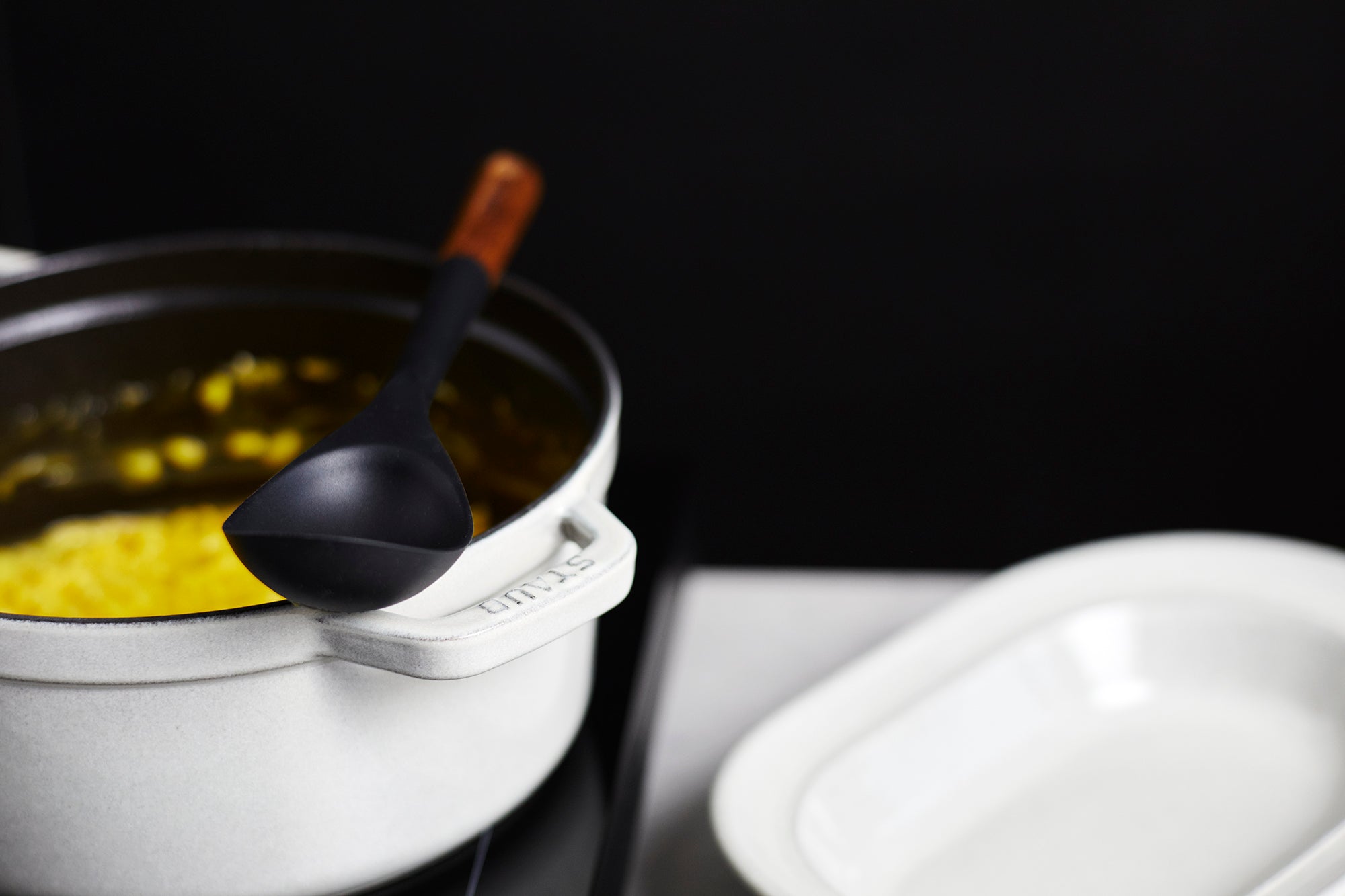 Staub Cast Iron 4-qt Round Cocotte - White Truffle