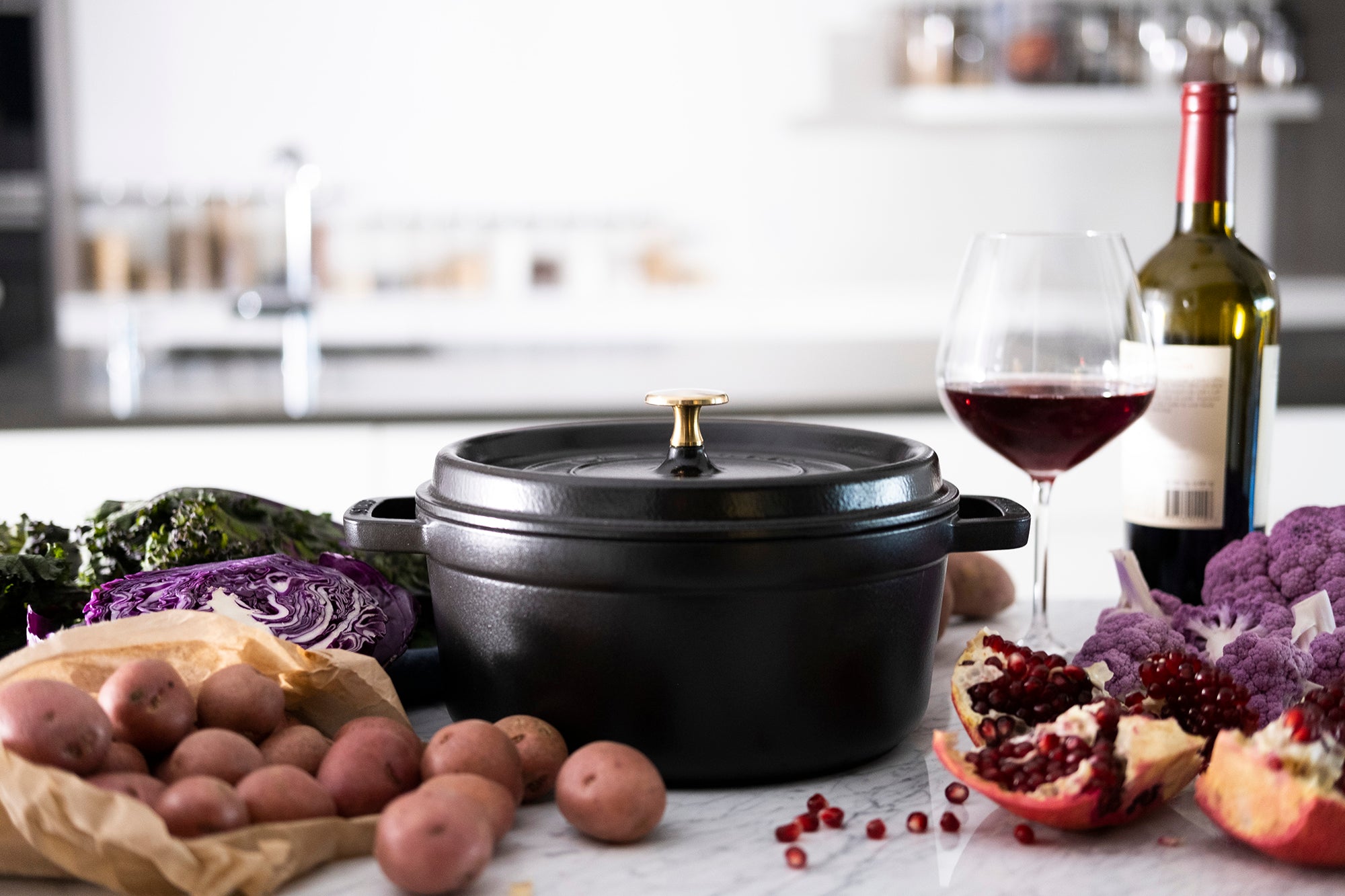 Staub Cast Iron 4-qt Round Cocotte - Matte Black