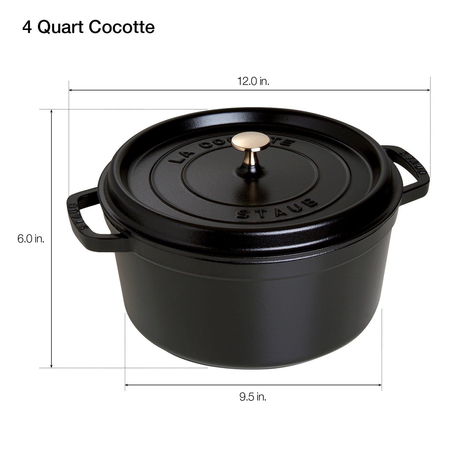 Staub Cast Iron 4-qt Round Cocotte - Matte Black