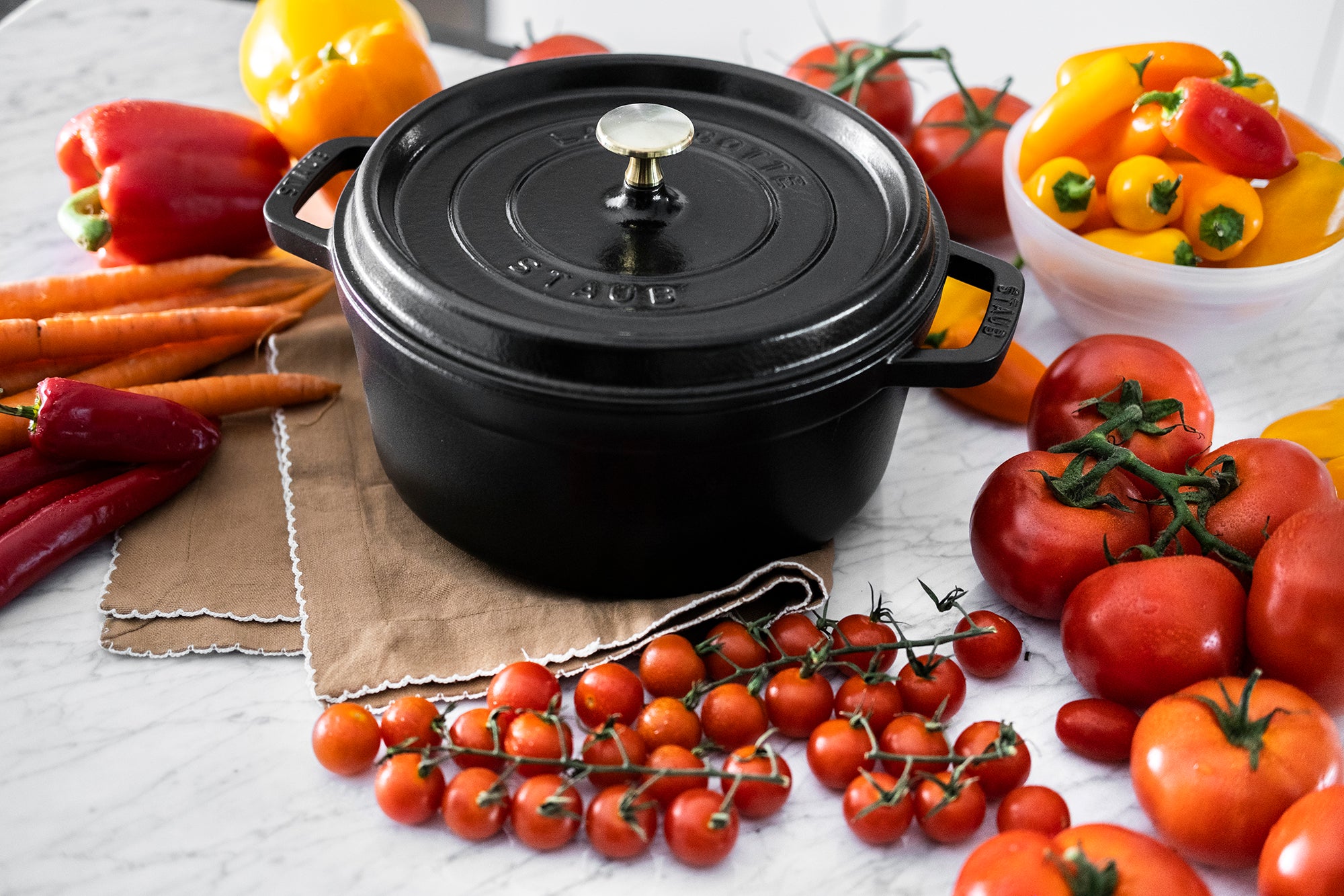 Staub Cast Iron 4-qt Round Cocotte - Matte Black