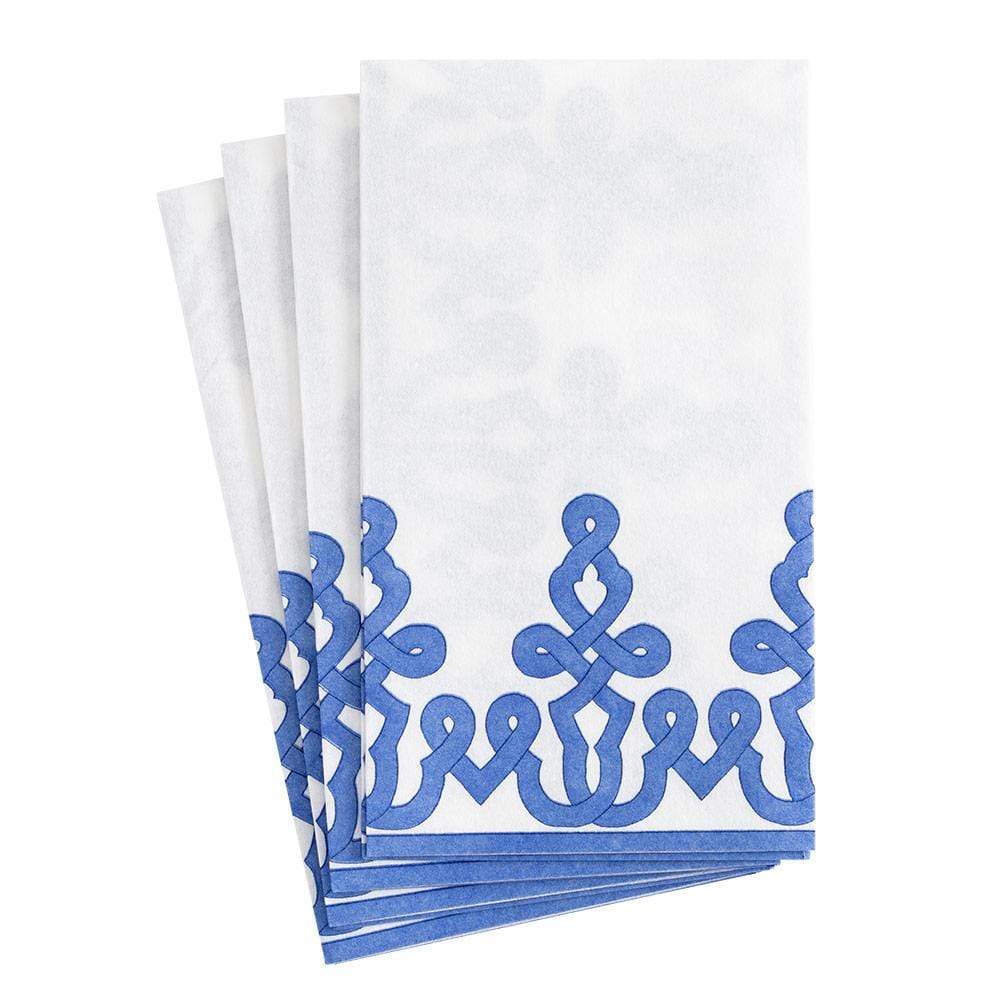Dessin Passementerie Paper Linen Guest Towel Napkins in Blue - 12 Per Package
