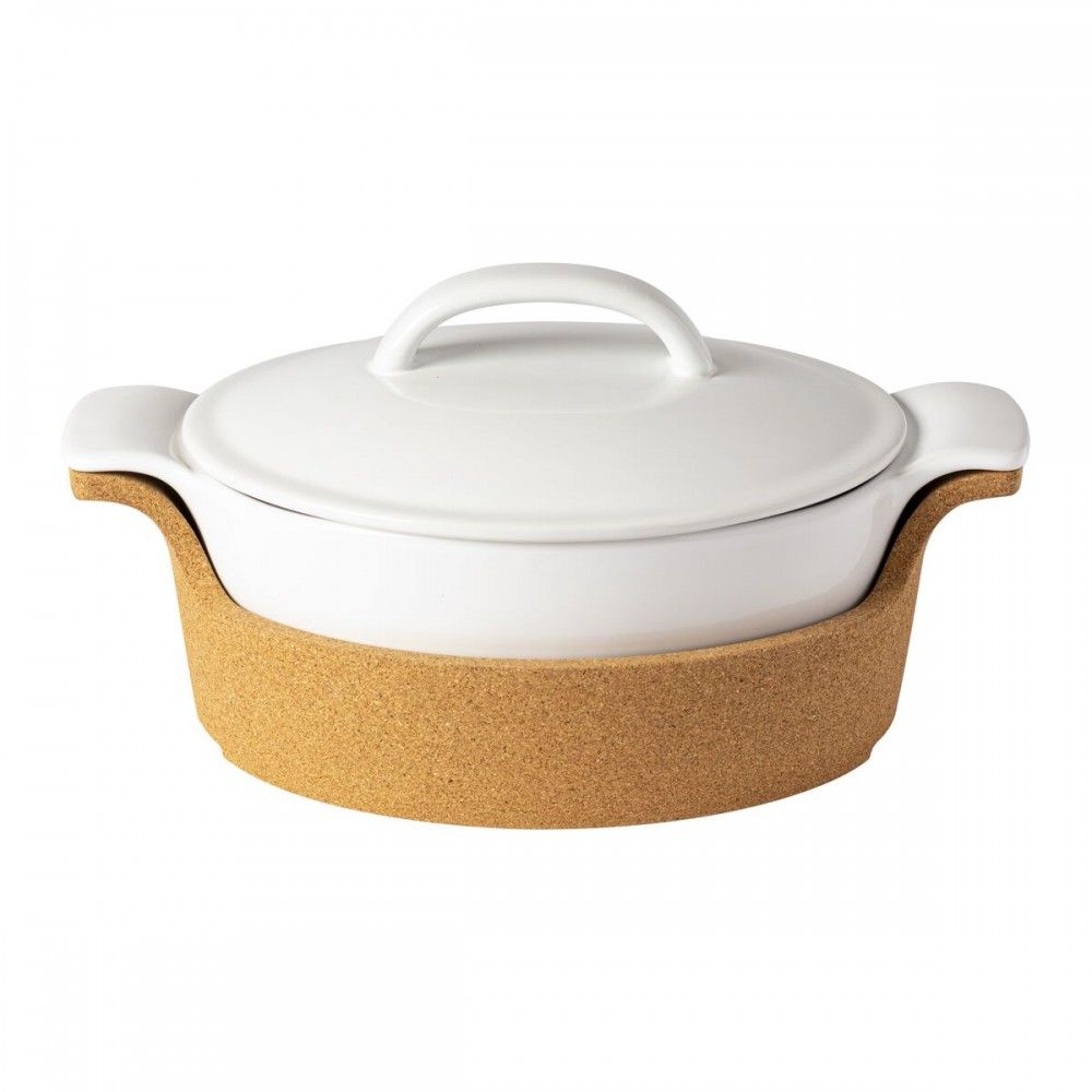 Gift Oval Covered Casserole w/ Cork Tray 12"