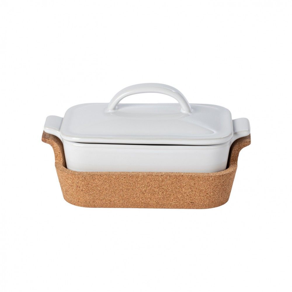 Gift Rectangular Covered Casserole w/ Cork Tray 10"