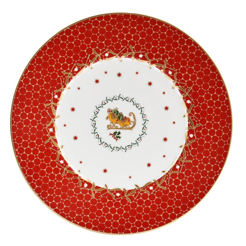 Noel Rouge Salad Plate - Red Sleigh