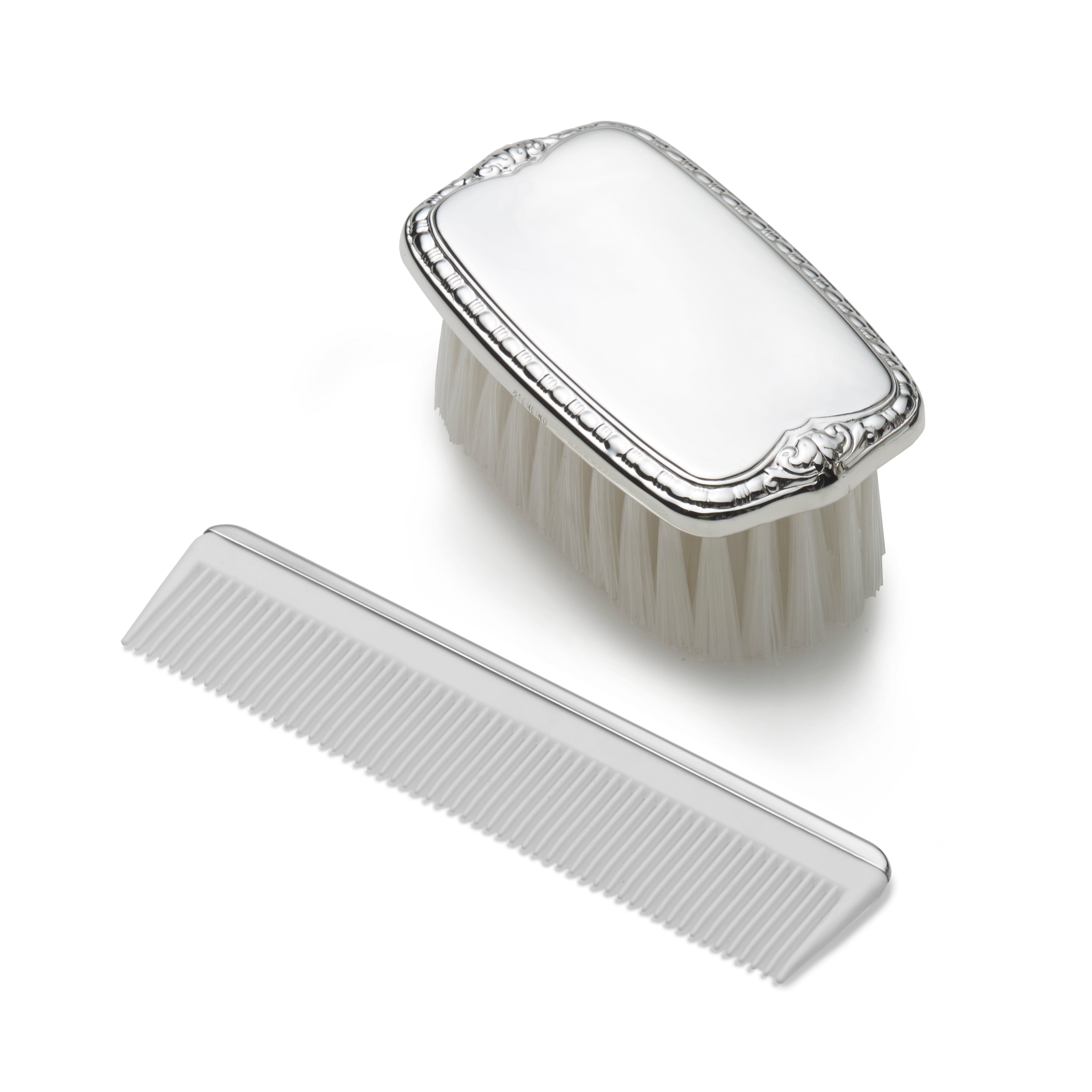 Pewter Boys Plain Comb and Brush Set